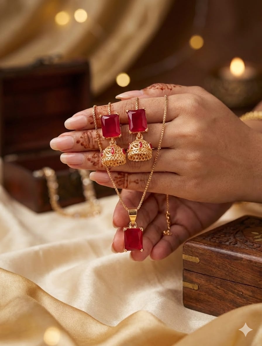 Fancy jhumki pendant set